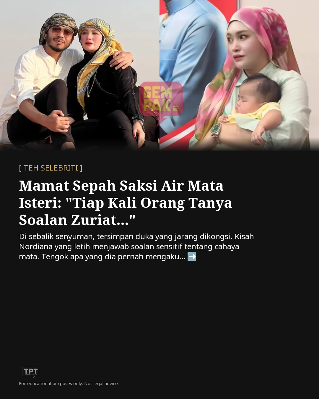 Mamat Sepah Saksi Air Mata Isteri: Luahan Hati Nordiana Ibrahim Tentang Beban Emosi Soalan Zuriat
