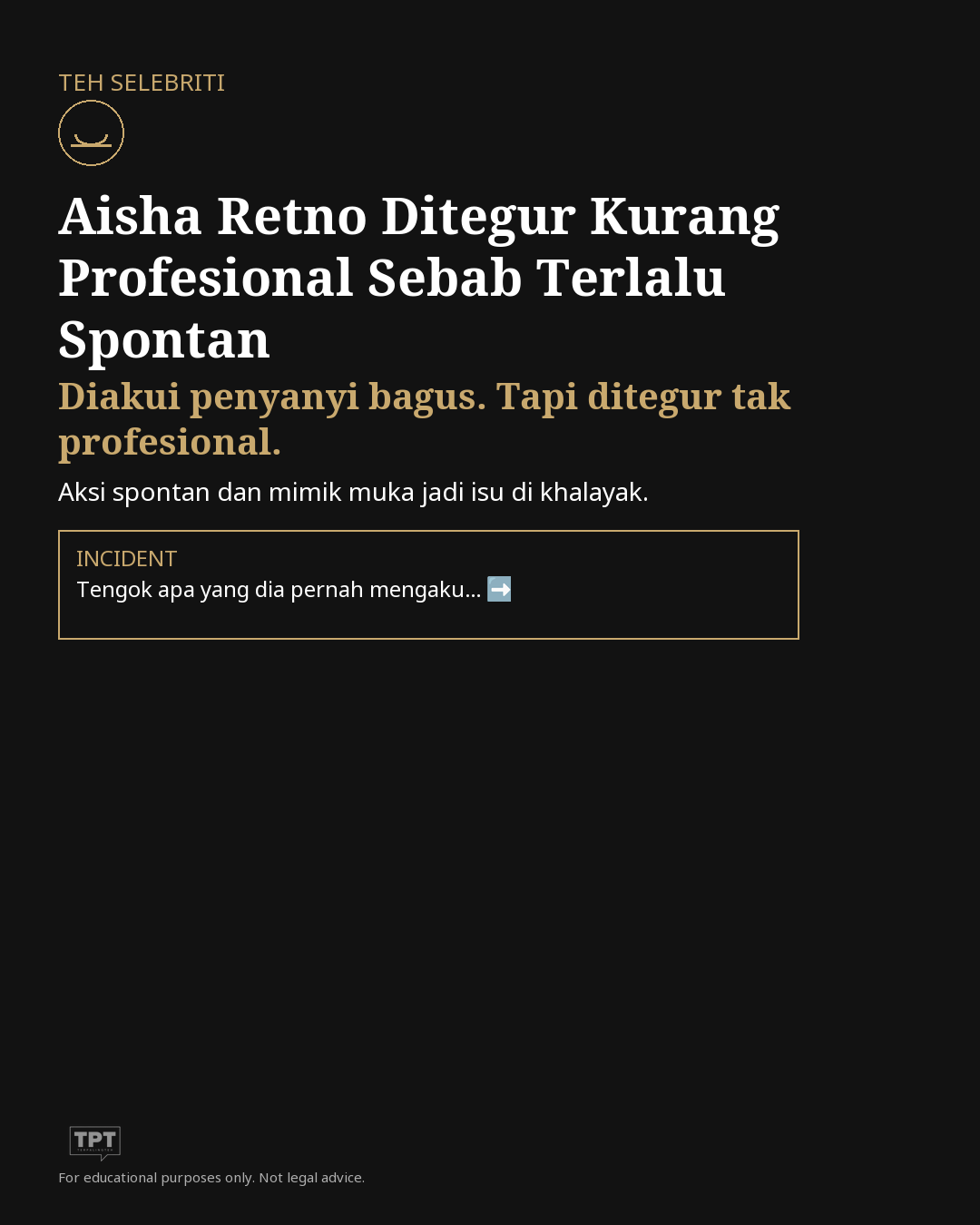 Aisha Retno Jawab Teguran Kurang Profesional: Tahu Bila Silly Kacip, Bila Kena Serius